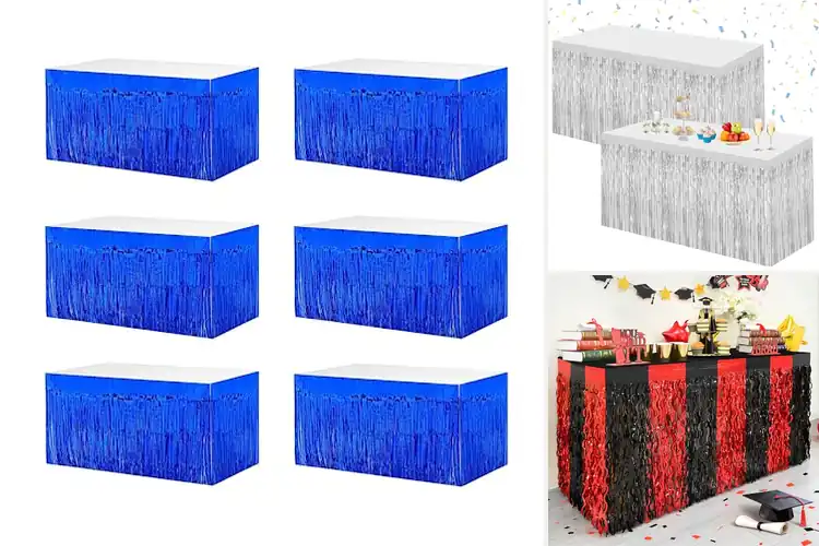 Detailed view of Best Metallic Foil Fringe Table Skirts